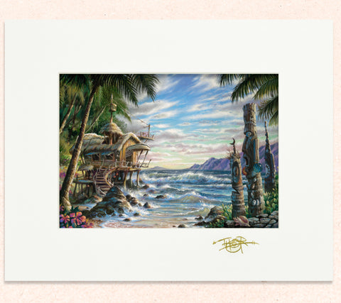 Matted print of Cove Of Wonders with gold leaf Thor signature.