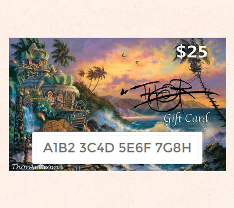 $25 Gift Card featuring Tom Thordarson's fantasy artwork 'Hale Pama'