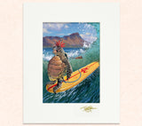 Matted print of Hang Two Honu with gold leaf Thor signature