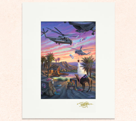 Matted print of Sea Stallion Helo-Ha with gold leaf Thor signature