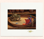 Matted print of Table Top Matador with gold leaf Thor signature