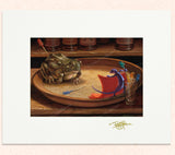 Matted print of Table Top Matador with gold leaf Thor signature