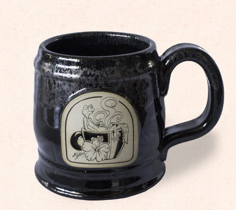 Collectible Thor ceramic coffee mug by Tom Thordarson features an original artwork 'Hawaiian Steam' engraved with gecko emblem.