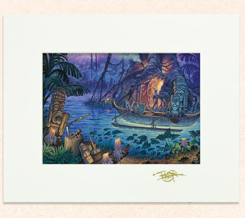 Matted print of Magik of the Tiki Maker with gold leaf Thor signature